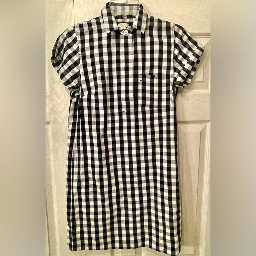 J Crew Black and White Gingham Dress, XS